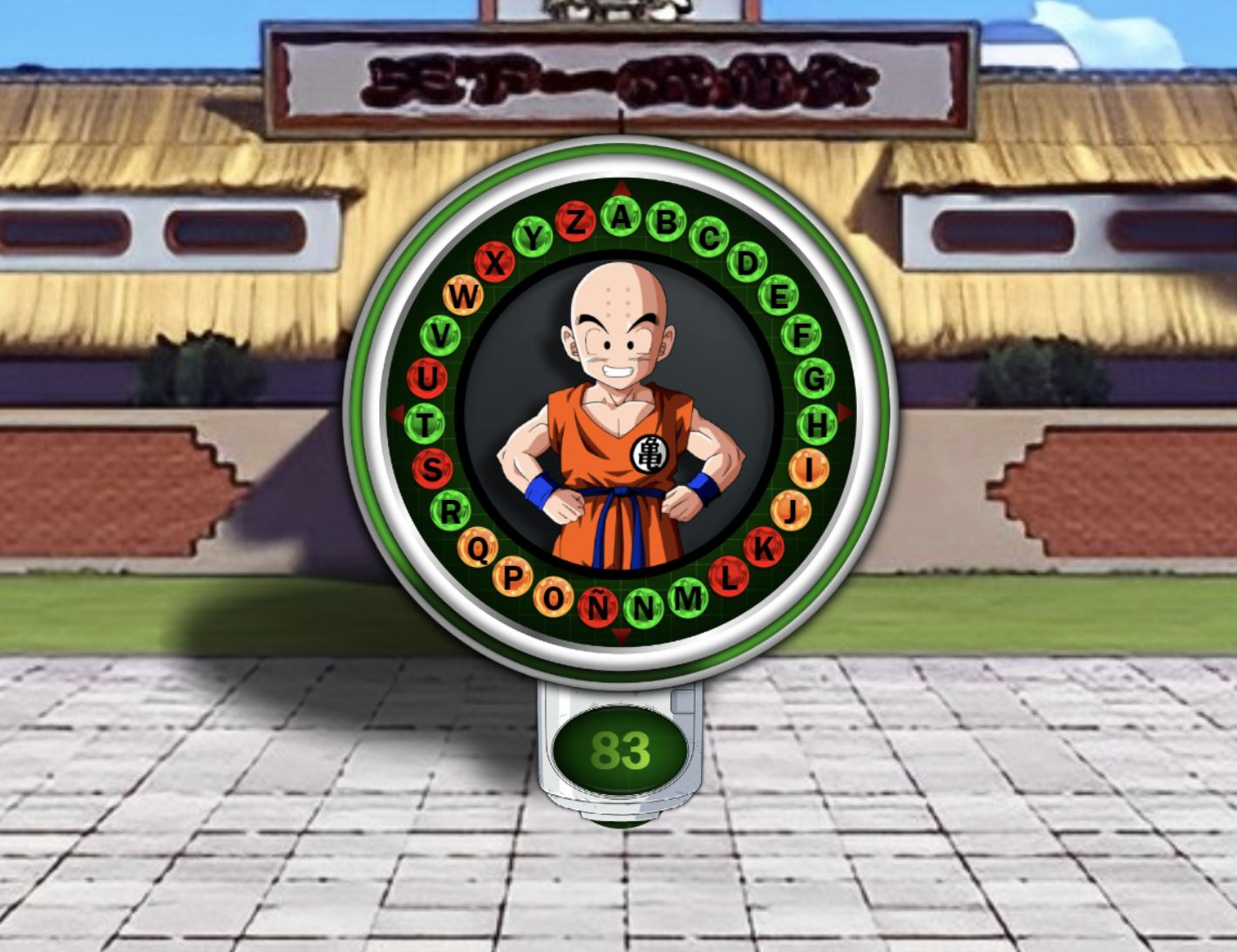 Pasapalabra wheel based on the Dragon Radar, with the chosen avatar in the center and a Dragon Ball sphere on each letter.